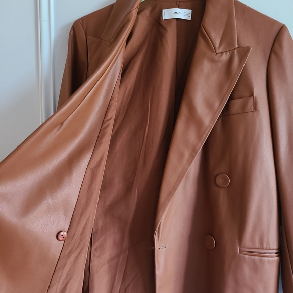 Mango brown faux leather blazer - Picture 7 of 7